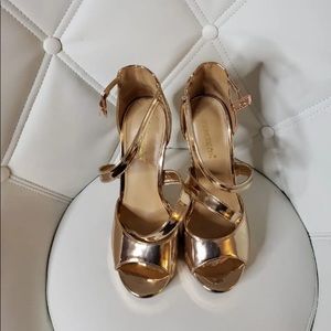 Gold Metallic Strappy Heels